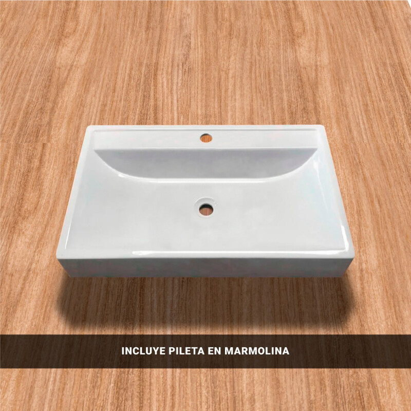 Mueble Baño + Bacha + Espejo Premium 15mm Blanco/roble Mueble Baño + Bacha + Espejo Premium 15mm Blanco/roble