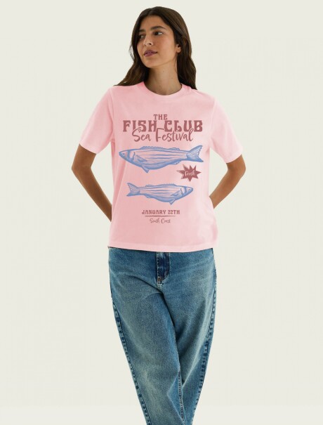CAMISETA MANGA CORTA CON ESTAMPA - BLANCO ROSA