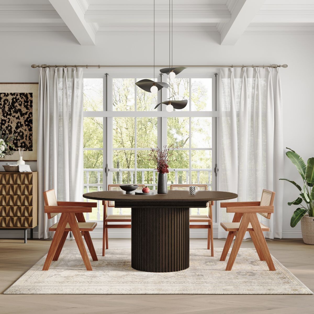 MESA DE COMEDOR VENTAGLIO MARRÓN CIRCULAR 