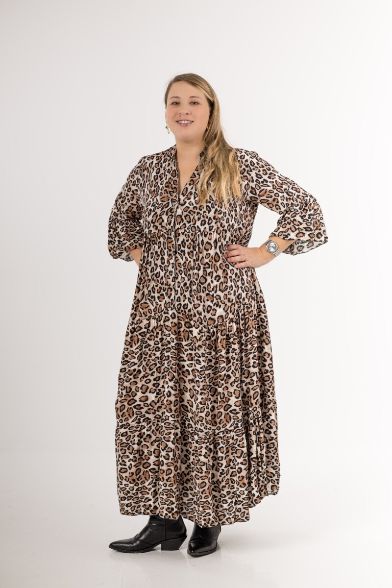 Vestido largo animal print Made in Italy 