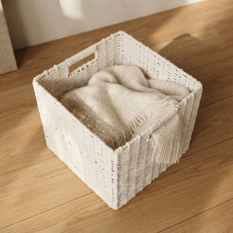 Cubo organizador ratán - blanco Cubo organizador ratán - blanco
