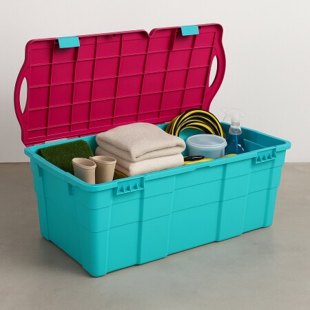 CAJA BAUL ORGANIZADOR 100LTS WENCO VERDE/ROSADO VERDE