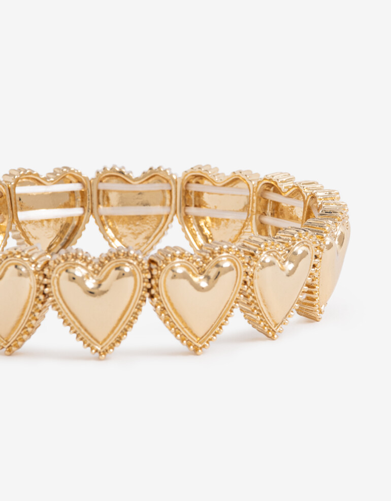 Pulseras Elásticas Metal Pulsera Elástica Corazón - Dorado