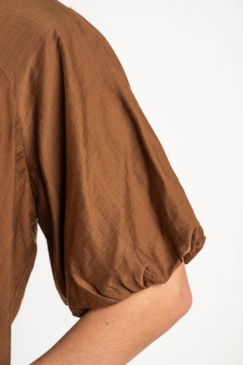 Blusa Mangas Balloon Moca