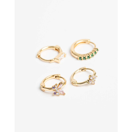 Set De Aros Cubic Zirconia Dorado