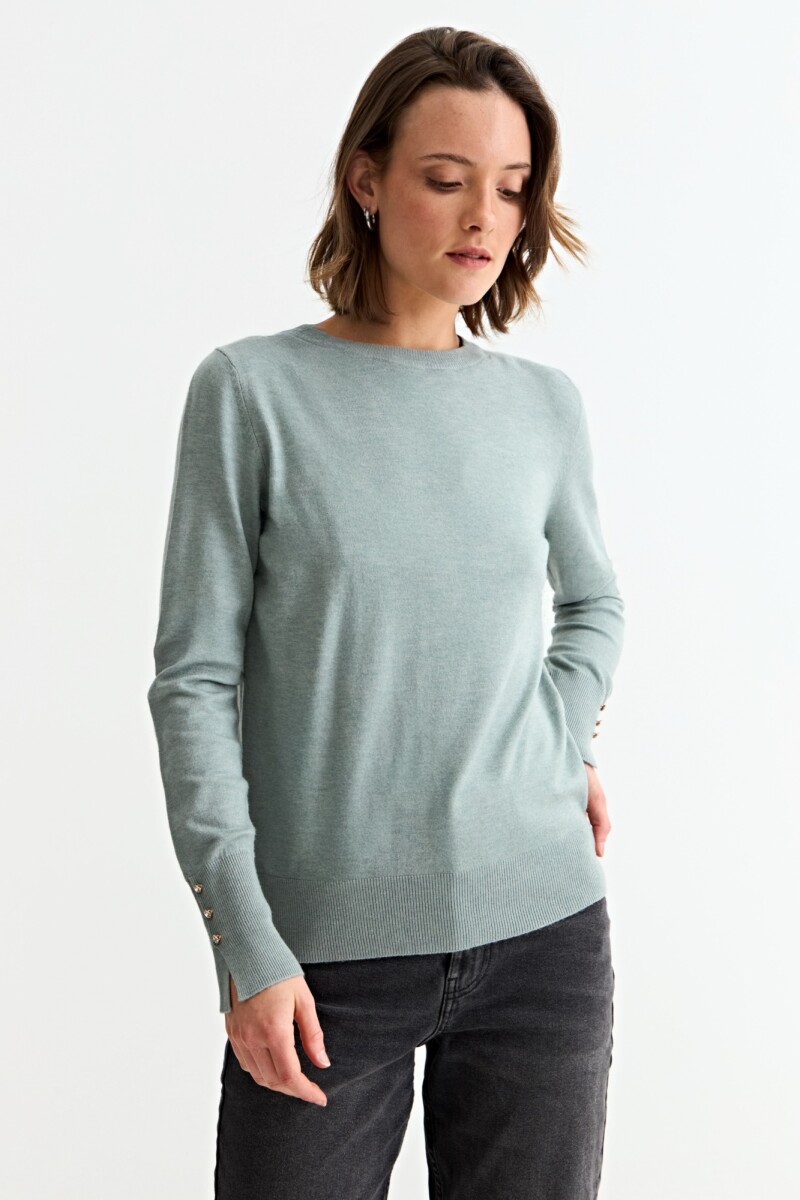 Sweater con detalle en manga - Verde claro 