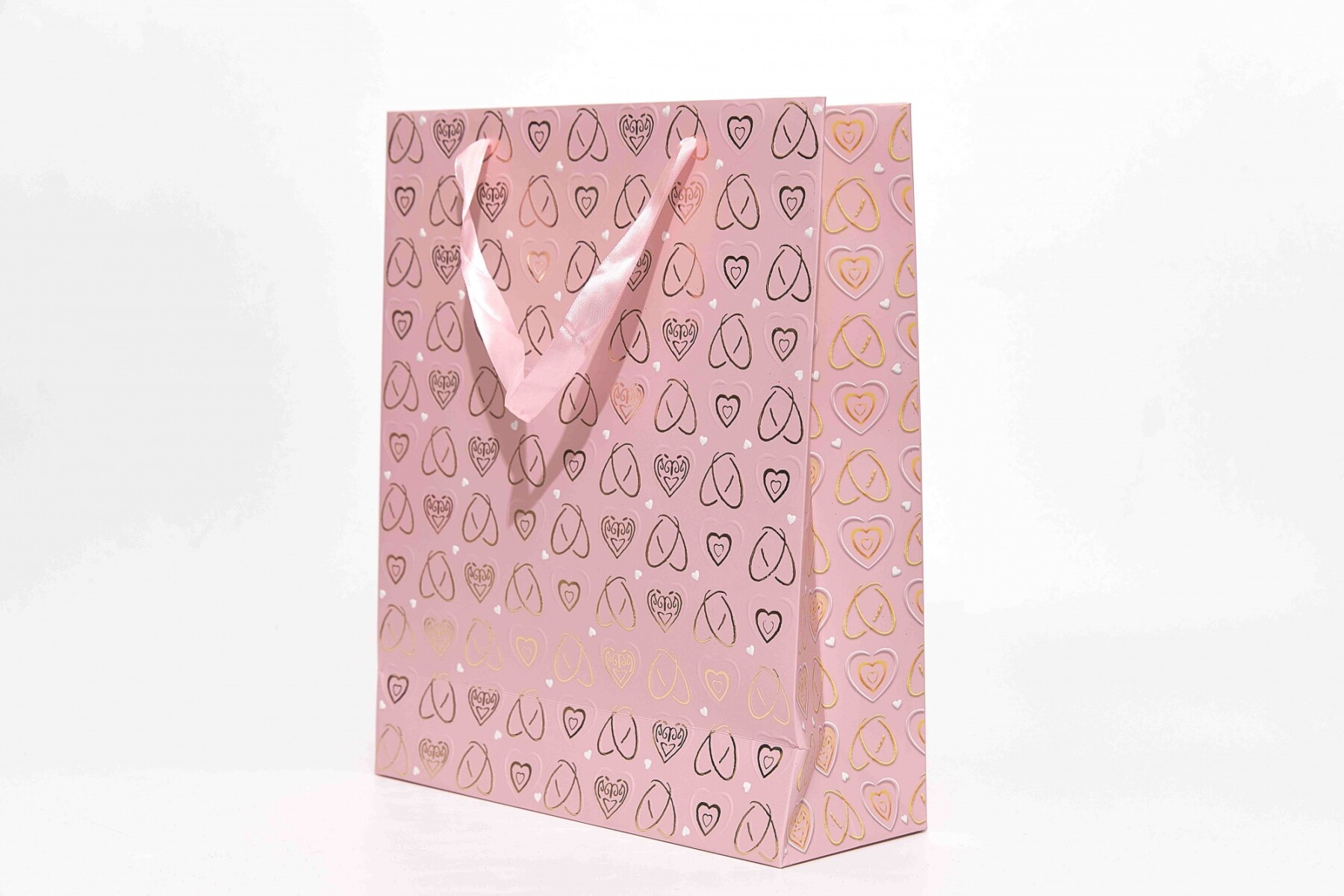 BOLSA DE REGALO CON ESTAMPADO DE CORAZÓN (ROSA/M) 