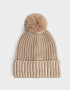 Gorro Romántico Gorro Tejido Con Pompón - Marron Beige