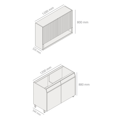 JUEGO DE COCINA MODULAR SIMONE MENDES BEIGE 120CM 2 PUERTAS GAMAS DE BEIGE