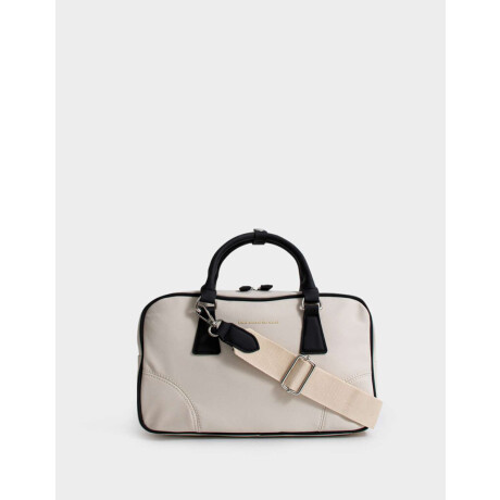 Cartera Bowling Con Tag Blanco Crudo