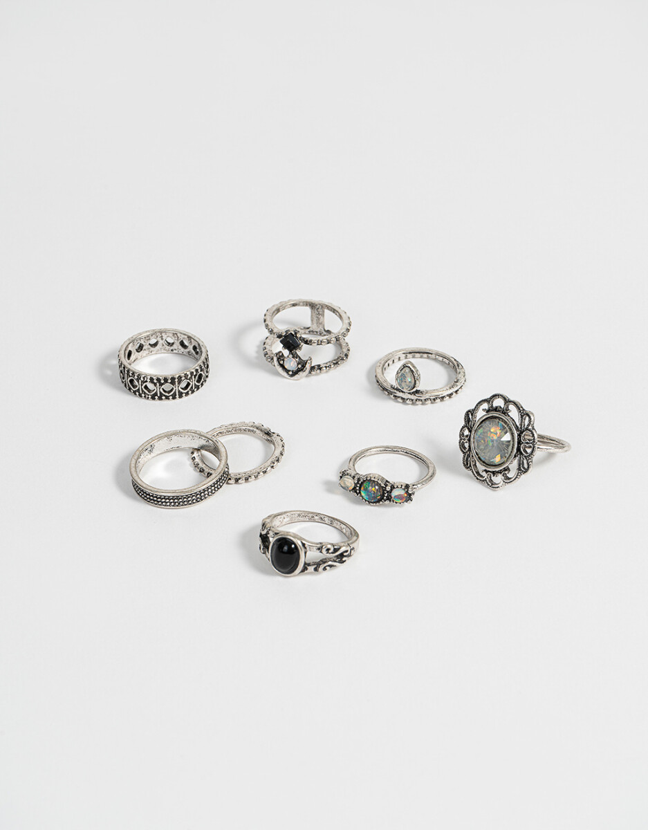 Set De Anillos Con Piedras 