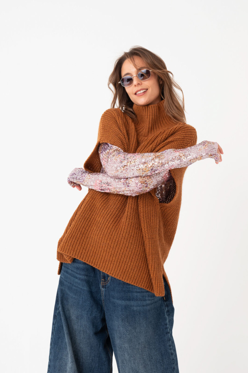 CHALECO PONCHO Ocre