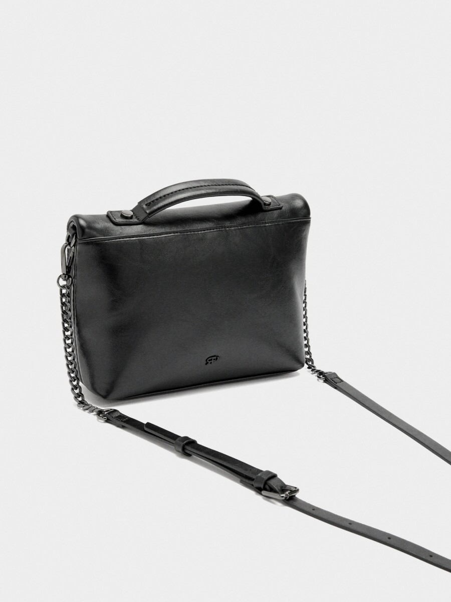 Bolso De Fiesta Con Solapa Efecto Craquelado negro