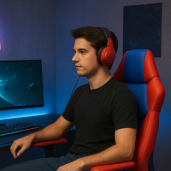 Silla De Oficina Reclinable Con Apoya Brazos (rojo/celeste) SILLA GAMER PL ROJO/CELESTE/BLANCO