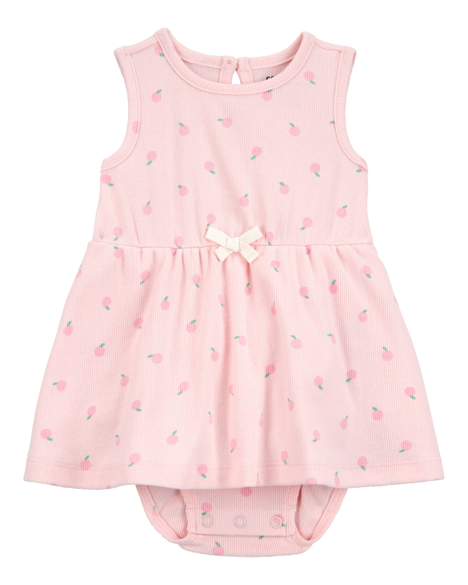 Vestido de algodón acanalado, diseño durazno Sin color