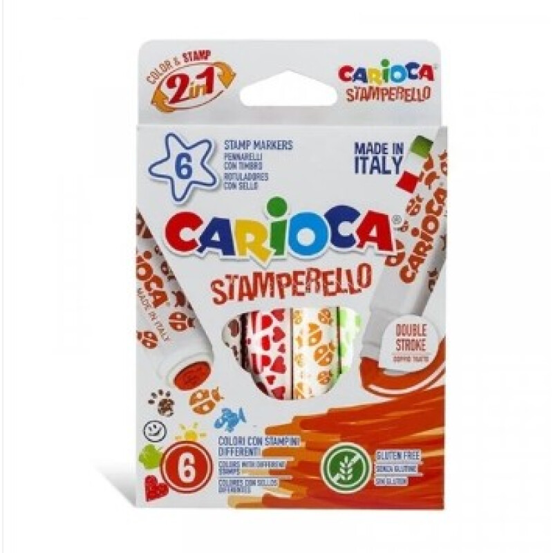 Marcador carioca c/sellos x6 Unica