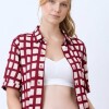 Camisa Maternal Pupa – Viscosa suave con bolsillos prácticos Estampa Borgoña