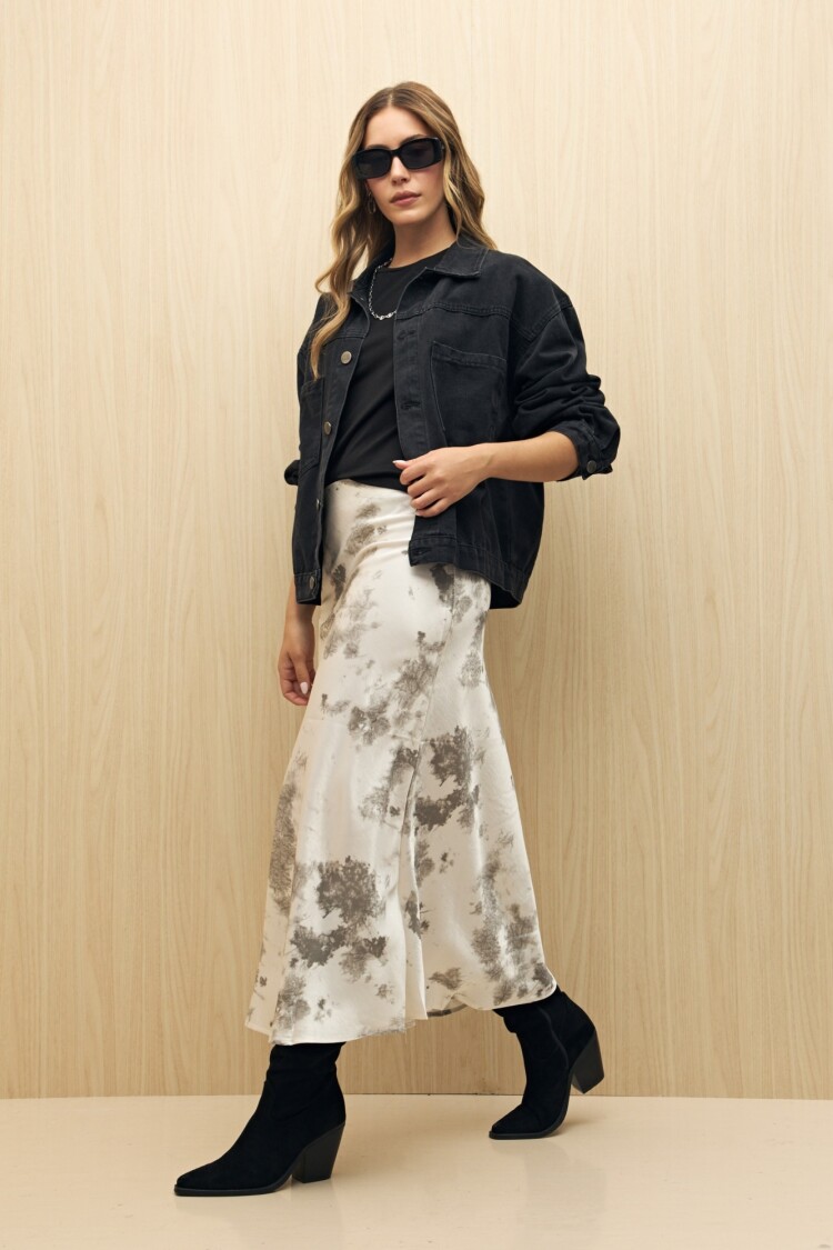 FALDA SATINA Plateado