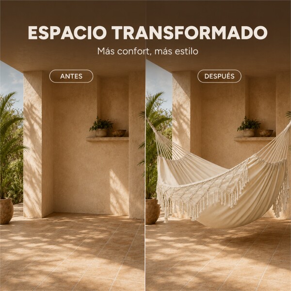 Hamaca Paraguaya Silla Colgante Reforzada Jardín Bolso + Acc Variante Color Blanco