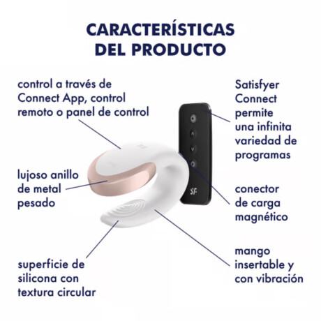 Vibrador Mando A Distancia Bluetooth Y Control Remoto Satisfyer Double Love Blanco