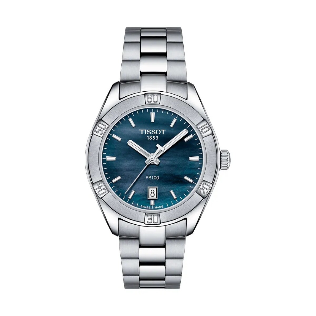 Reloj Tissot PR 100 Sport Chic T1019101112100 acero esfera negra unisex - Plateado 