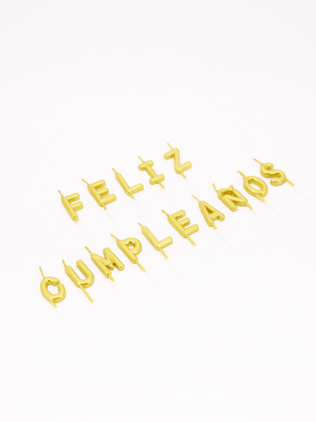 VELAS FELIZ CUMPLEAÑOS LETRAS GOLD DORADO