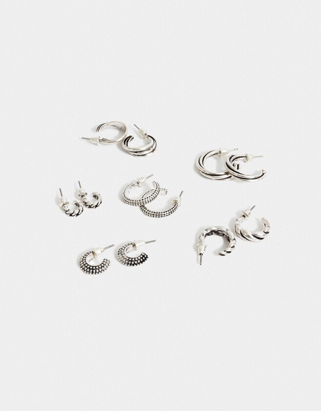 Aros Argollas Set Bañada en Plata Set De Aros Argolla Bañado En Plata - Plateado