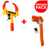 Pack Traba Para Volante Auto + Cepo Traba Rueda PK TRABA VOLANTE CQ-6004 + CEPO RUEDA