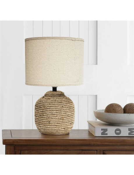 LAMPARA PORCELANA SISAL D20x32CM CAMEL/BLANCO LAMPARA PORCELANA SISAL D20x32CM CAMEL/BLANCO