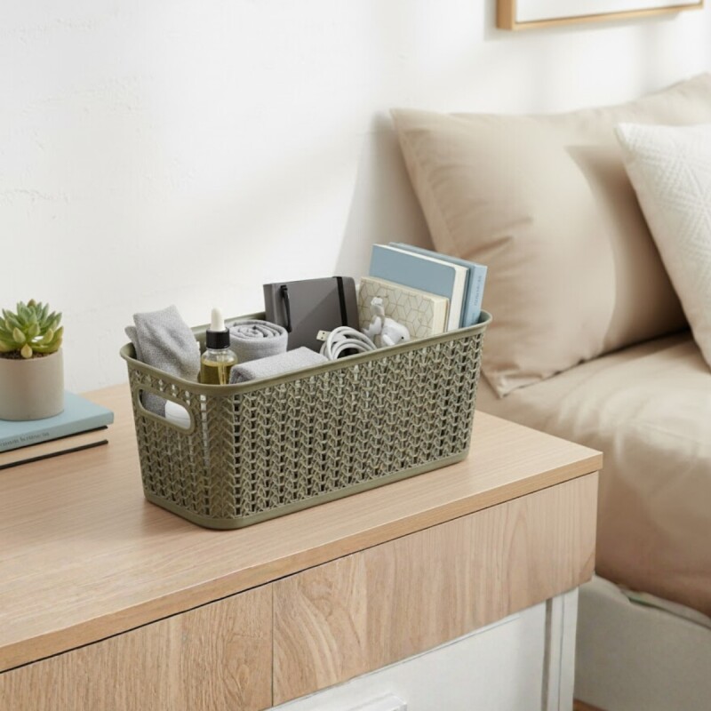 Cesto organizador simil ratán 5,5lts GRIS