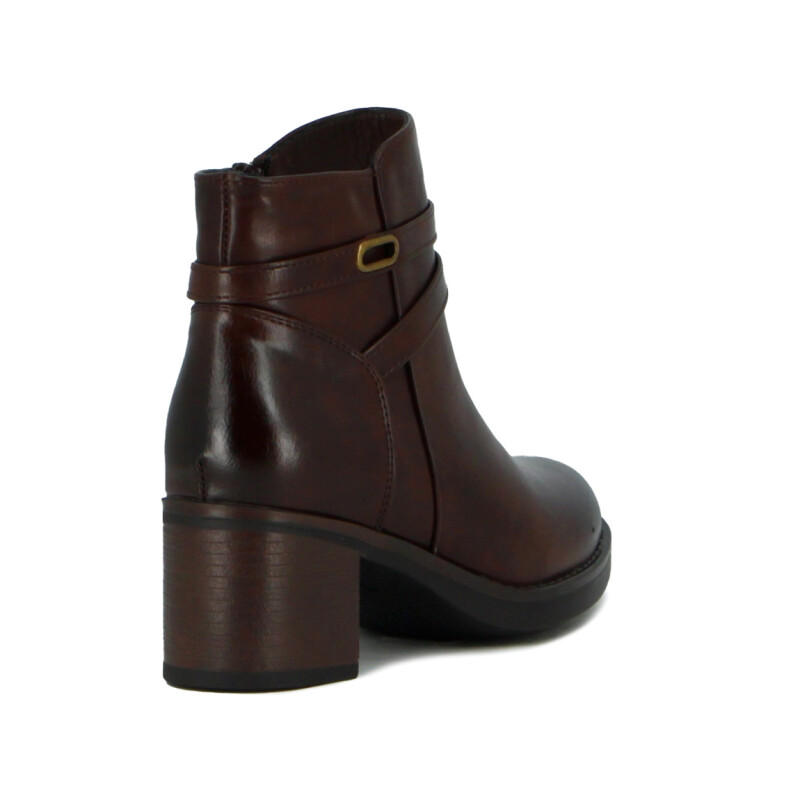 Darkness Bota De Dama Caña Baja Taco Cuadrado Dos Tiras - Marron Os Marron Oscuro