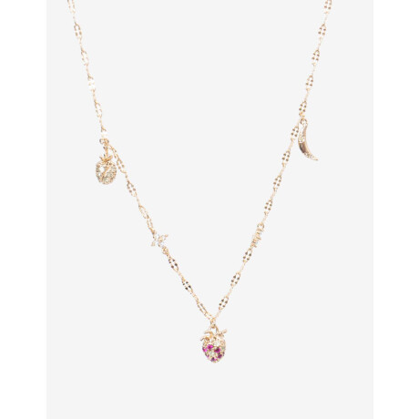 Collar Corto Frutal Con Cubic Zirconia Dorado