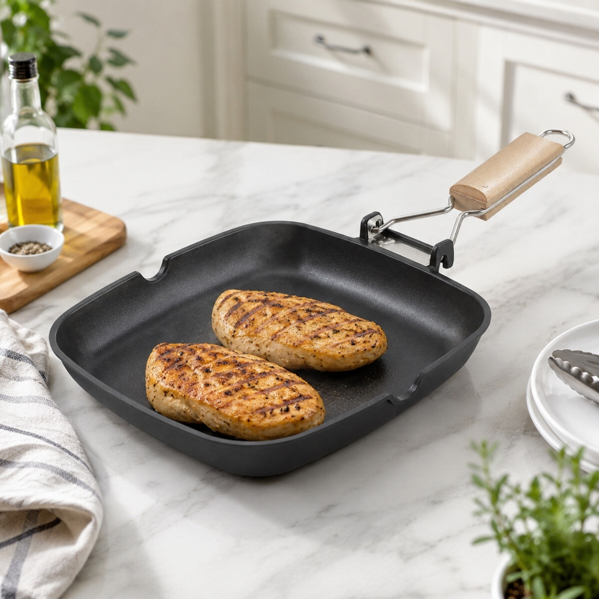 Sarten Grill 28x28 cm Mango Abatible Sua Lacor 