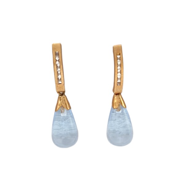 Caravanas colgante Aguamarina gota- Oro bajo - Aguamarina y zirconia- CA8093 conpiedra