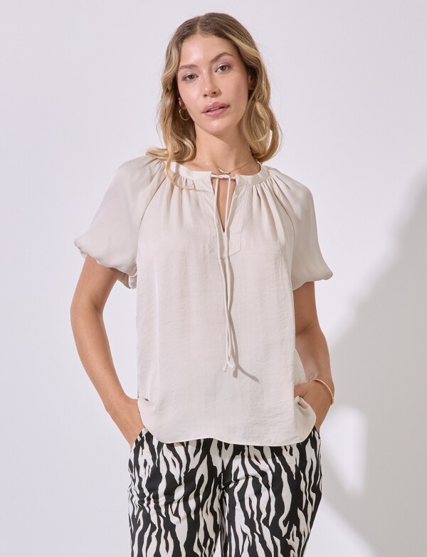 Blusa Saten Lazo BEIGE