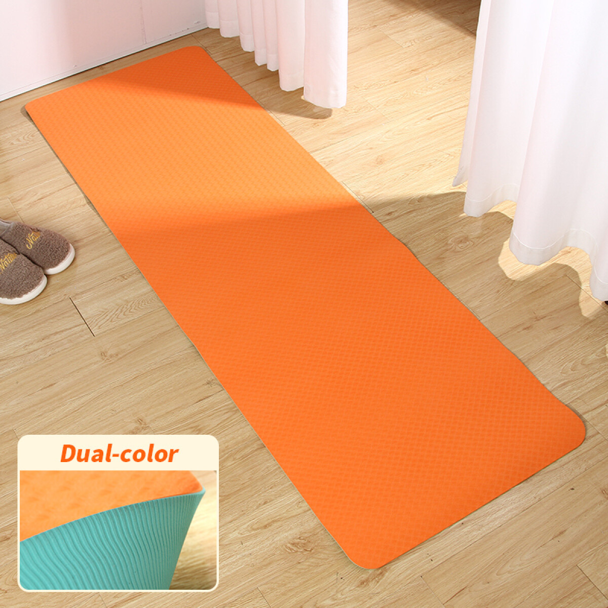 Yoga Mat Antideslizante - Bicolor - Naranja - Verde 