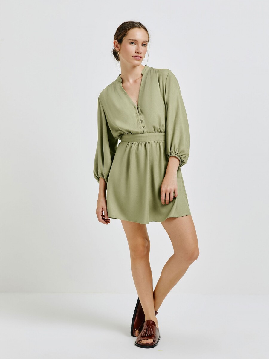 VESTIDO CORTO CON MANGAS - VERDE 