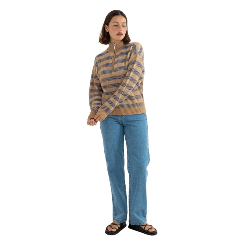 Buzo Rhythm Estelle Quarter Zip Striped Knit - Multicolor Buzo Rhythm Estelle Quarter Zip Striped Knit - Multicolor