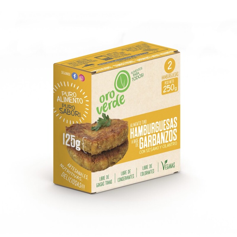 Hamburguesa de garbanzo Oro Verde - 2 uds. - 250 gr Hamburguesa de garbanzo Oro Verde - 2 uds. - 250 gr