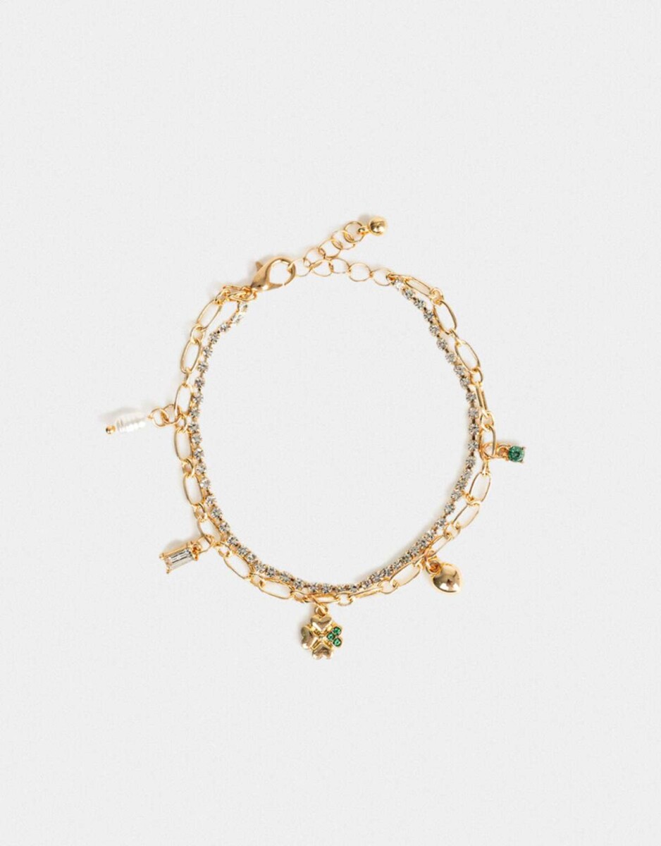 Pulsera Flexible Multicharms - Dorado 