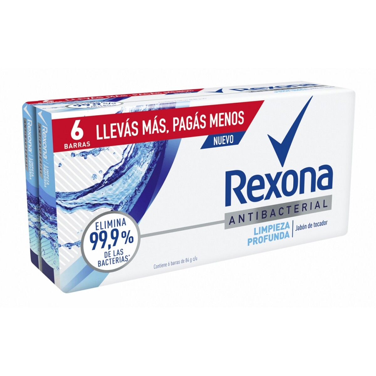 Jabón Rexona Antibacterial Limpieza Profunda 84 Grs. 6 Uds. 