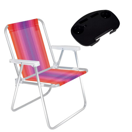 Set Silla Alta Pleg Aluminio 110 kg + Mesa Plast Divisiones Coral/violeta