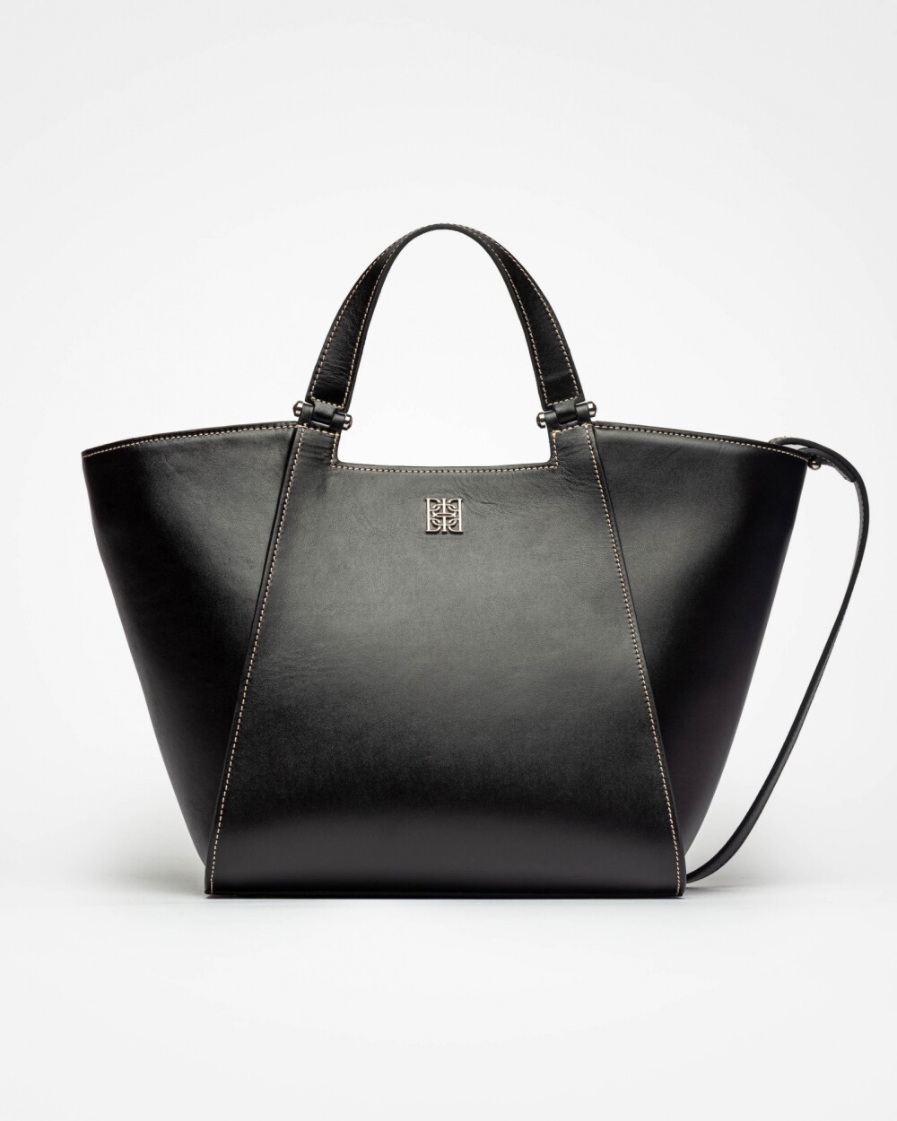 Cartera de mano Tess en cuero vaquita Negro