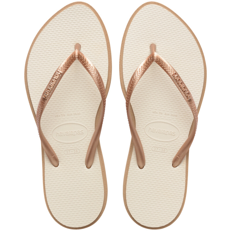 Sandalias Havaianas Slim Point FC Mujer Rose Gold/beige Paja