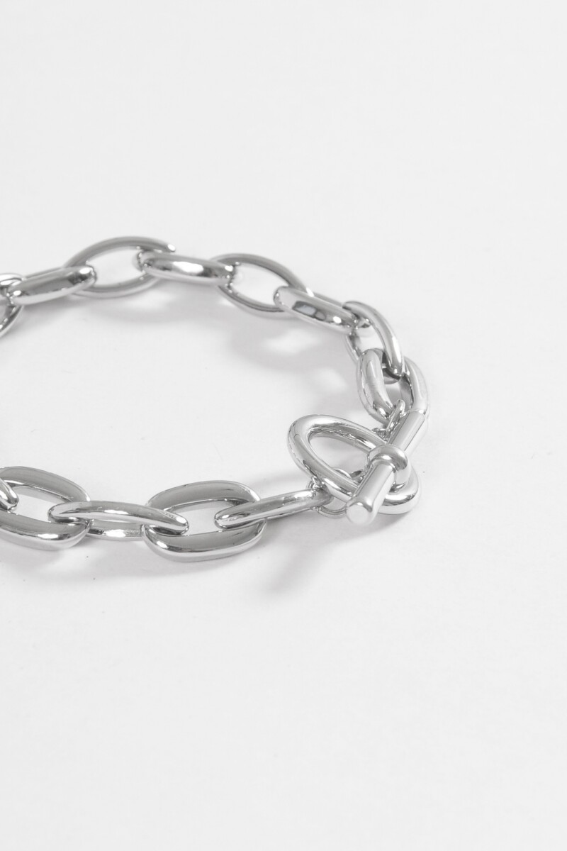 Pulsera cadena acero plateado