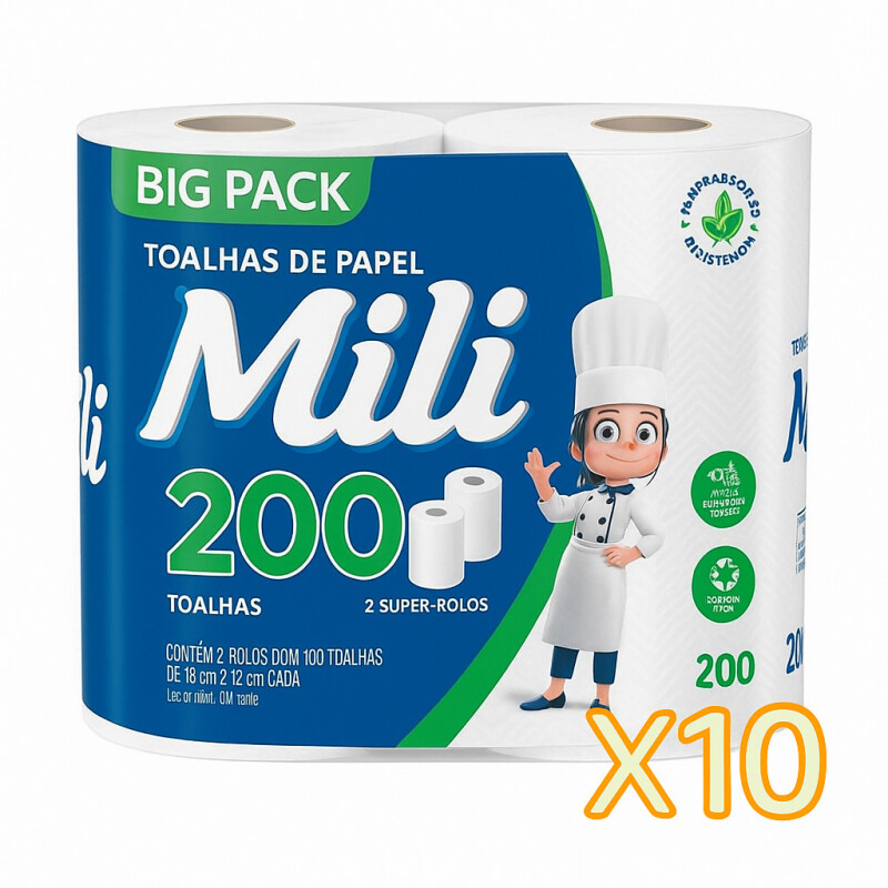 Papel Toalla Cocina Premium Mili 2 Rollos 100 Hojas X10