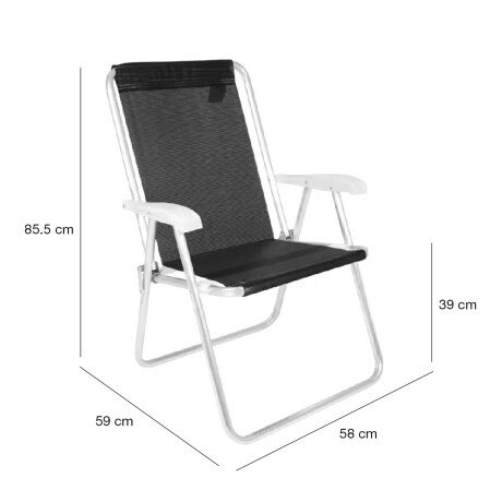 Kit 2 Reposeras Altas Plegables Aluminio Conforto Sannet Mor Negro