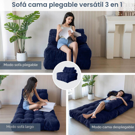 Sofá Sillón Cama Plegable Cloudnest + Almohada Living Azul
