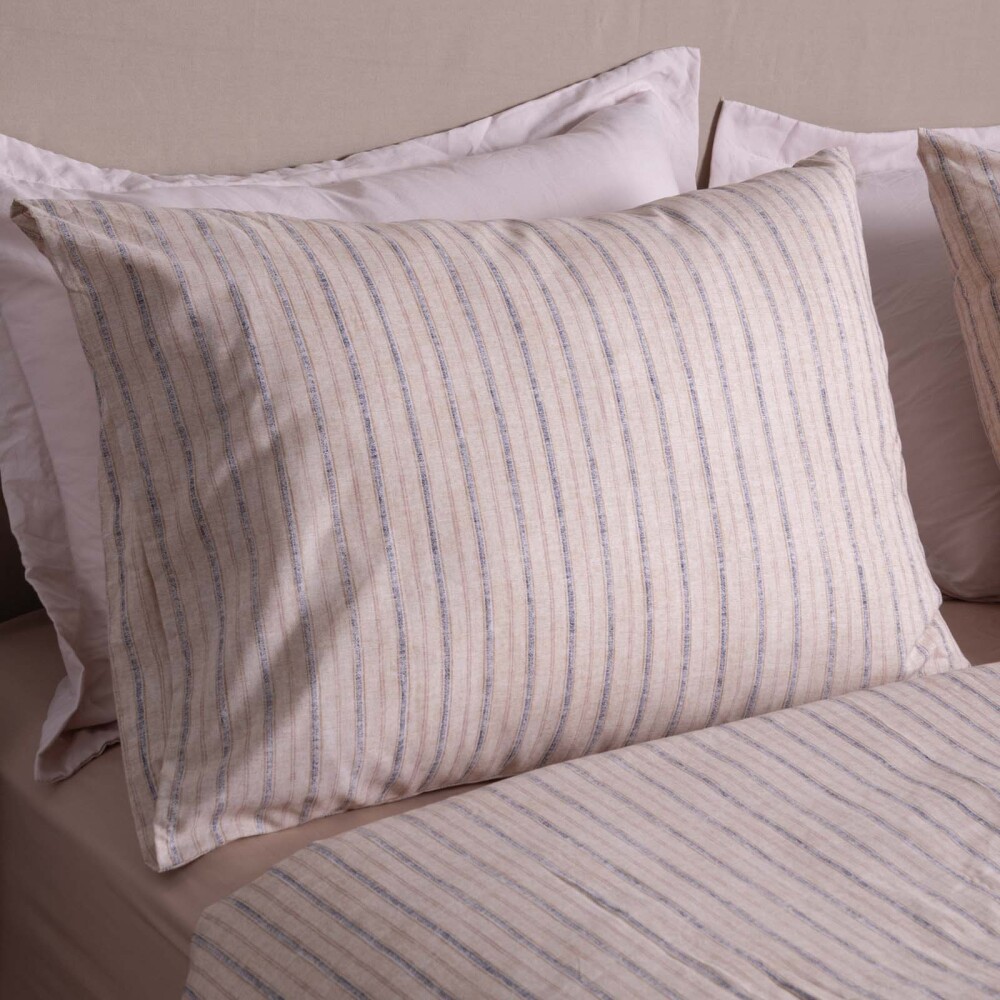 JUEGO SÁBANAS 1 PLAZA ALGODON-Y-POLIESTER NATURAL-BEIGE STRIPE BEIGE