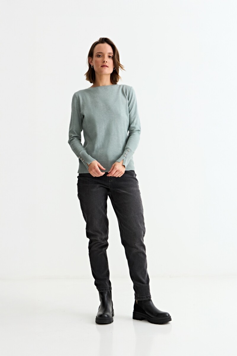 Sweater con detalle en manga VERDE CLARO